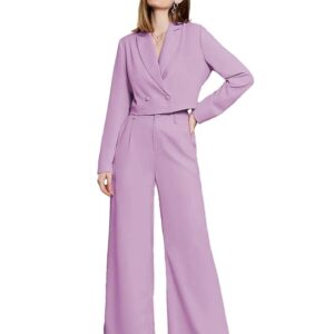 Women's Solid Relaxed Fit Full Sleeve Co-ord Blazer and Trouser Set.