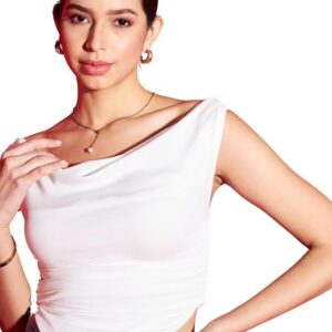 Women Stretchable Round Neck Sleeveless Regular Fit Crop Top