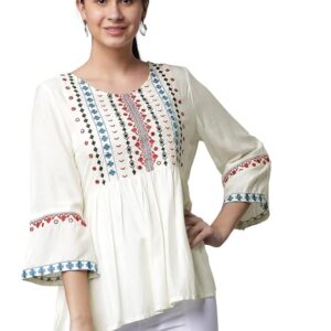 Women's Rayon Solid Regular Fit Tunic Shirt